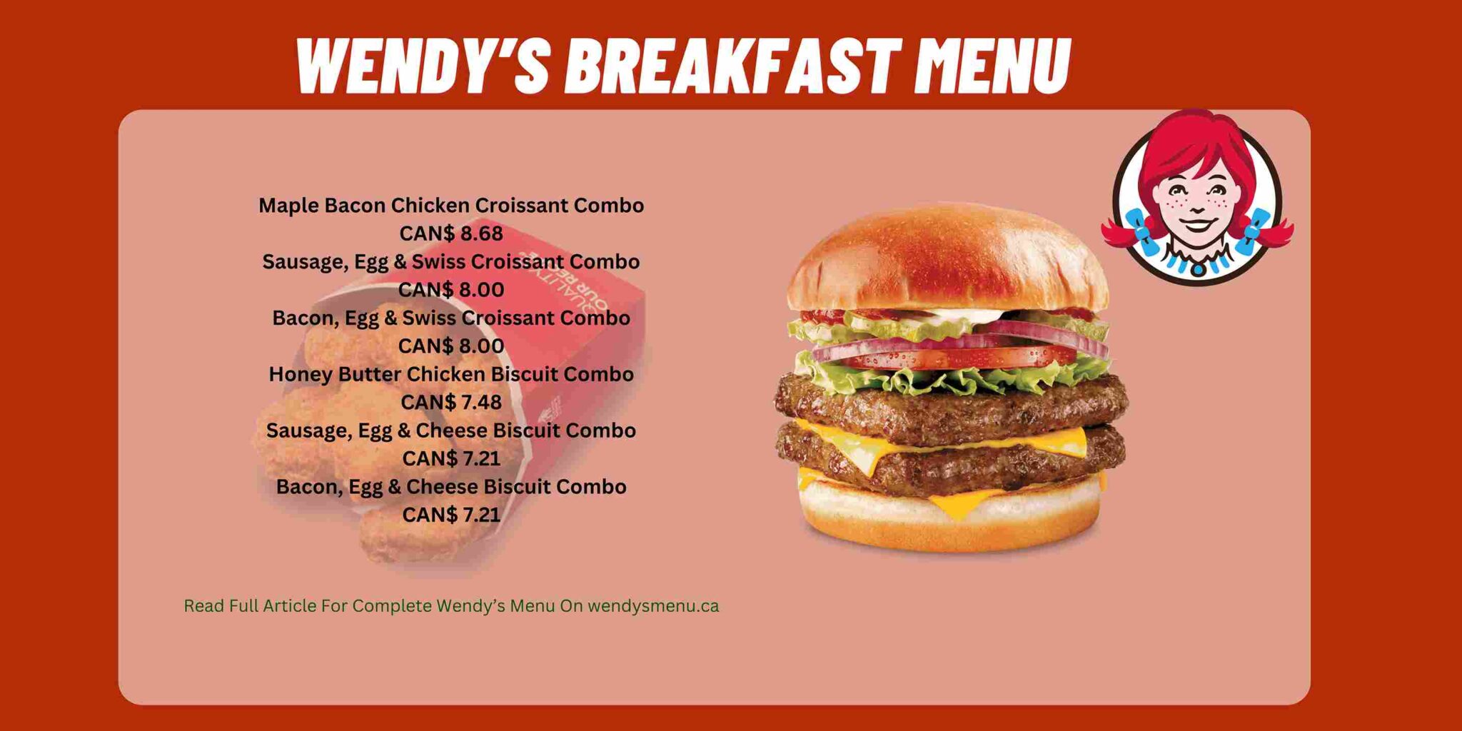 Wendy's Breakfast Menu Prices [2024 January] Wendy’s Menu Prices